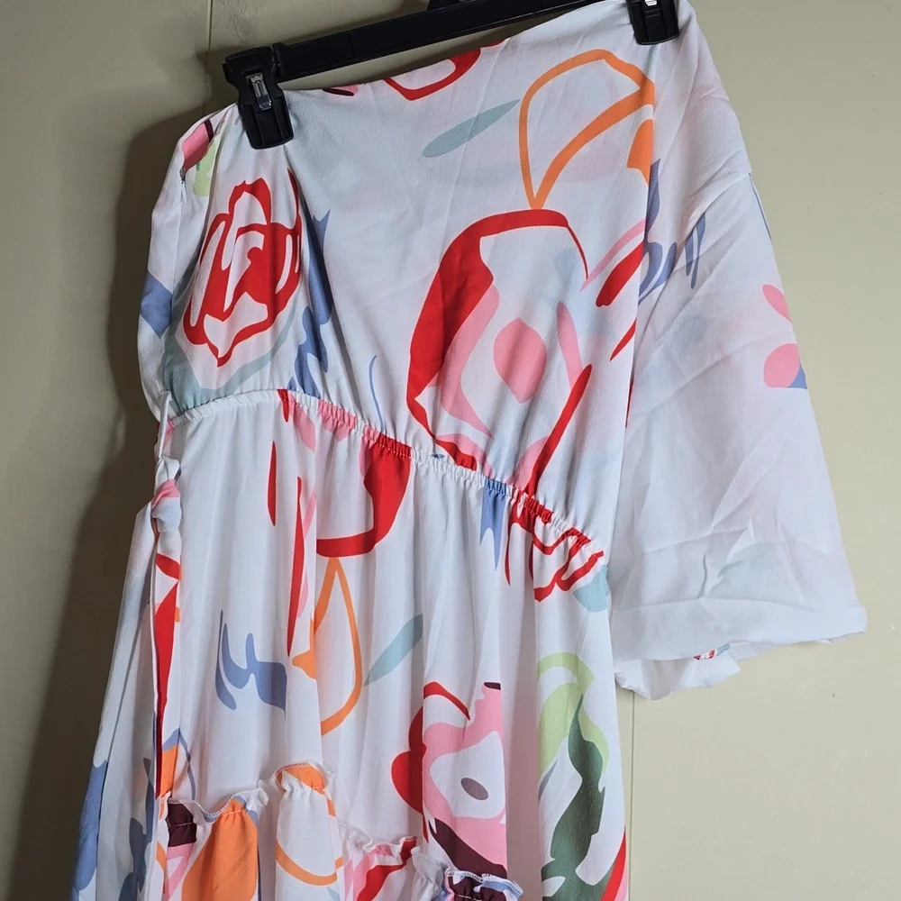 Women's One Shoulder Colorful Abstract Print Dress Zebra Girl XL